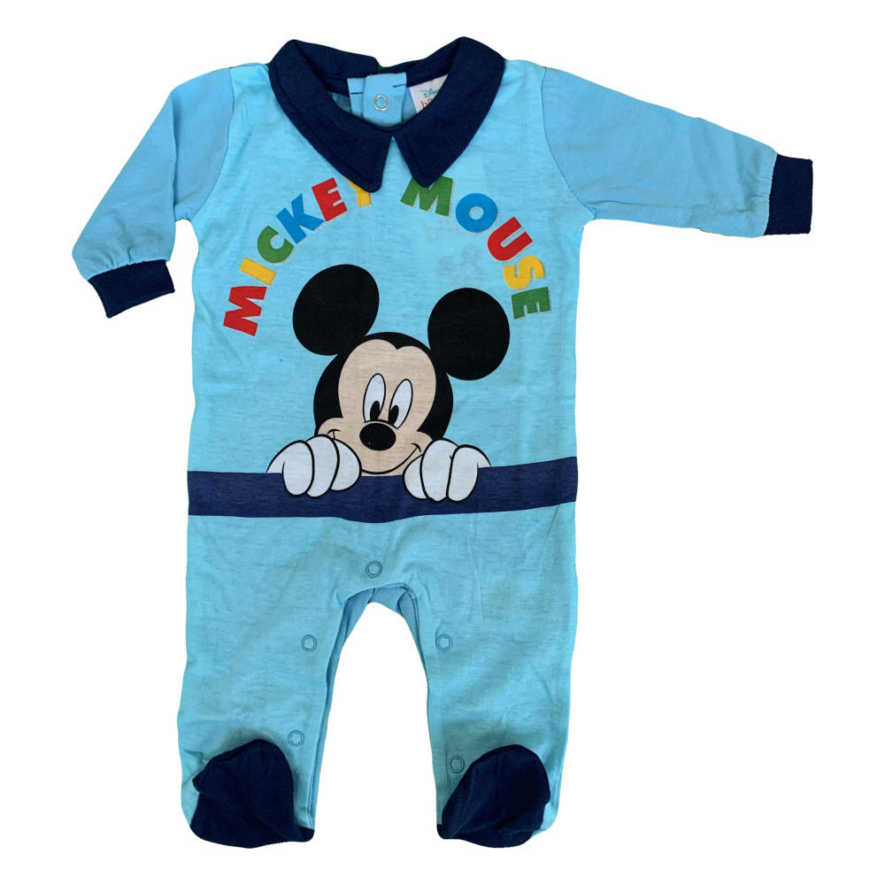 Tutina Lunga con Piedini Mickey Mouse DISNEY Topolino 100% Cotone 0/6 Mesi - Mic1609/5