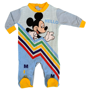 Tutina Lunga con Piedini Mickey Mouse DISNEY Topolino 100% Cotone 0/6 Mesi - Mic1609/4