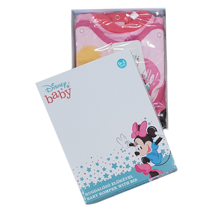 Tutina Lunga con Piedini + Bavetto Minnie Mouse DISNEY 100% Cotone 0/6 Mesi - Min1729/3