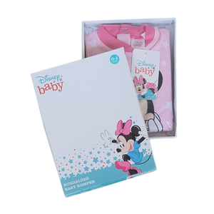 Tutina Lunga con Piedini + Bavetto Minnie Mouse DISNEY 100% Cotone 0/6 Mesi - Min1729/1