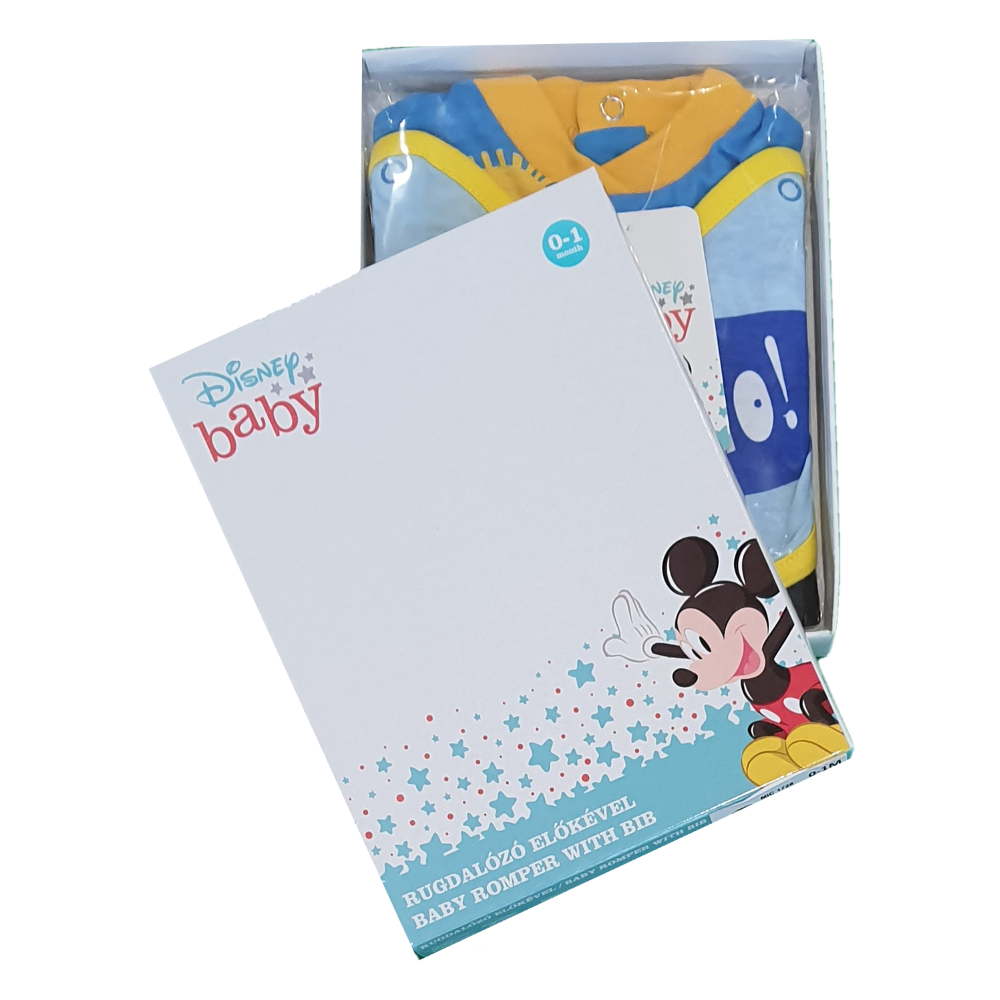 Tutina Lunga con Piedini + Bavetto Mickey Mouse DISNEY Topolino 100% Cotone 0/6 Mesi - Mic1728/3