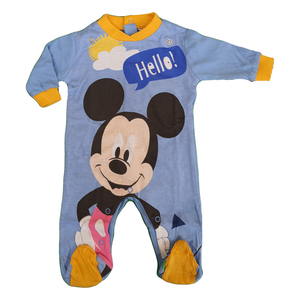 Tutina Lunga con Piedini + Bavetto Mickey Mouse DISNEY Topolino 100% Cotone 0/6 Mesi - Mic1728/2