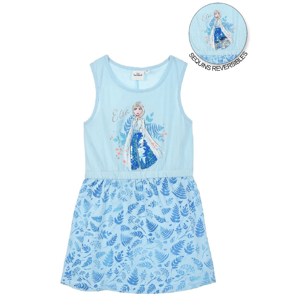 Scamiciata Frozen Ii DISNEY Elsa Paillettes Reversibili Bambina Sun City 4/8 Anni - Ue1078celeste