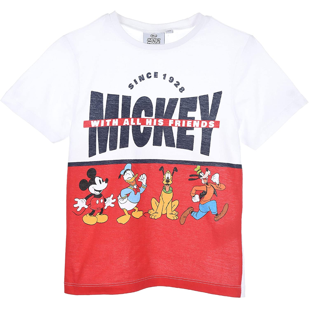 Completo Estivo Mickey Mouse DISNEY Topolino Short + T-Shirt Bambino Sun City 3/8 Anni - Ue1162rosso