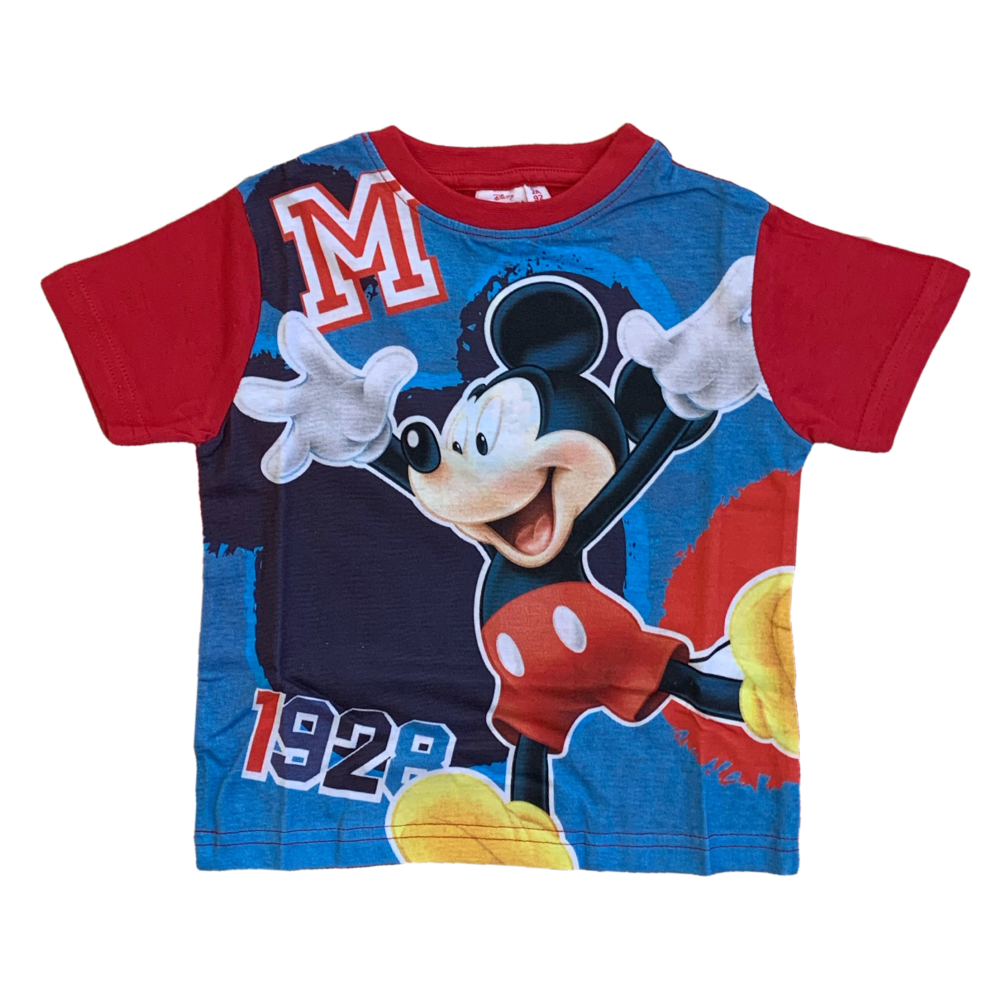 Completo Estivo Mickey Mouse DISNEY Topolino Short + T-Shirt Bambino 2/6 Anni - Mic2022-0760rosso