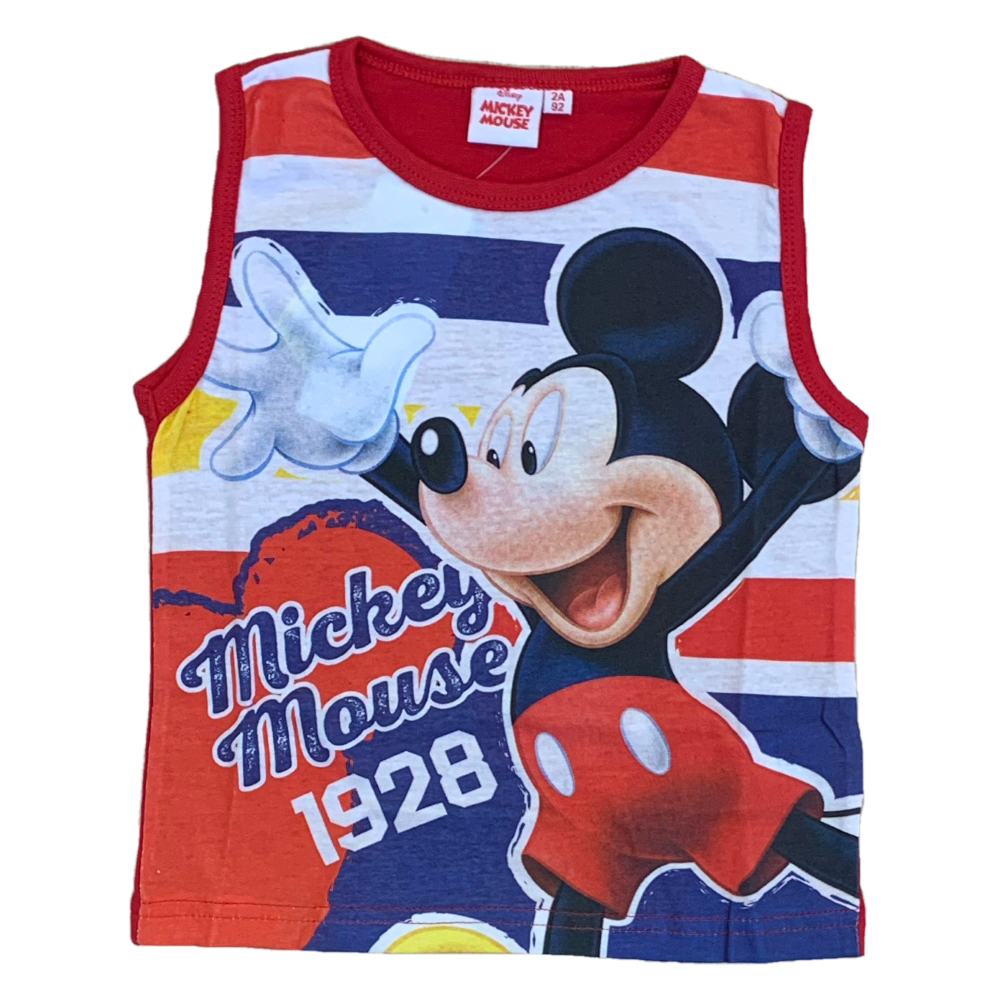 Completo Estivo Mickey Mouse DISNEY Topolino Short + Canotta Bambino 2/6 Anni - Mic2022-0538rosso