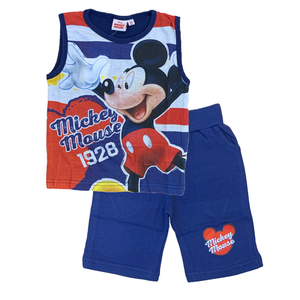 Completo Estivo Mickey Mouse DISNEY Topolino Short + Canotta Bambino 2/6 Anni - Mic2022-0538blu