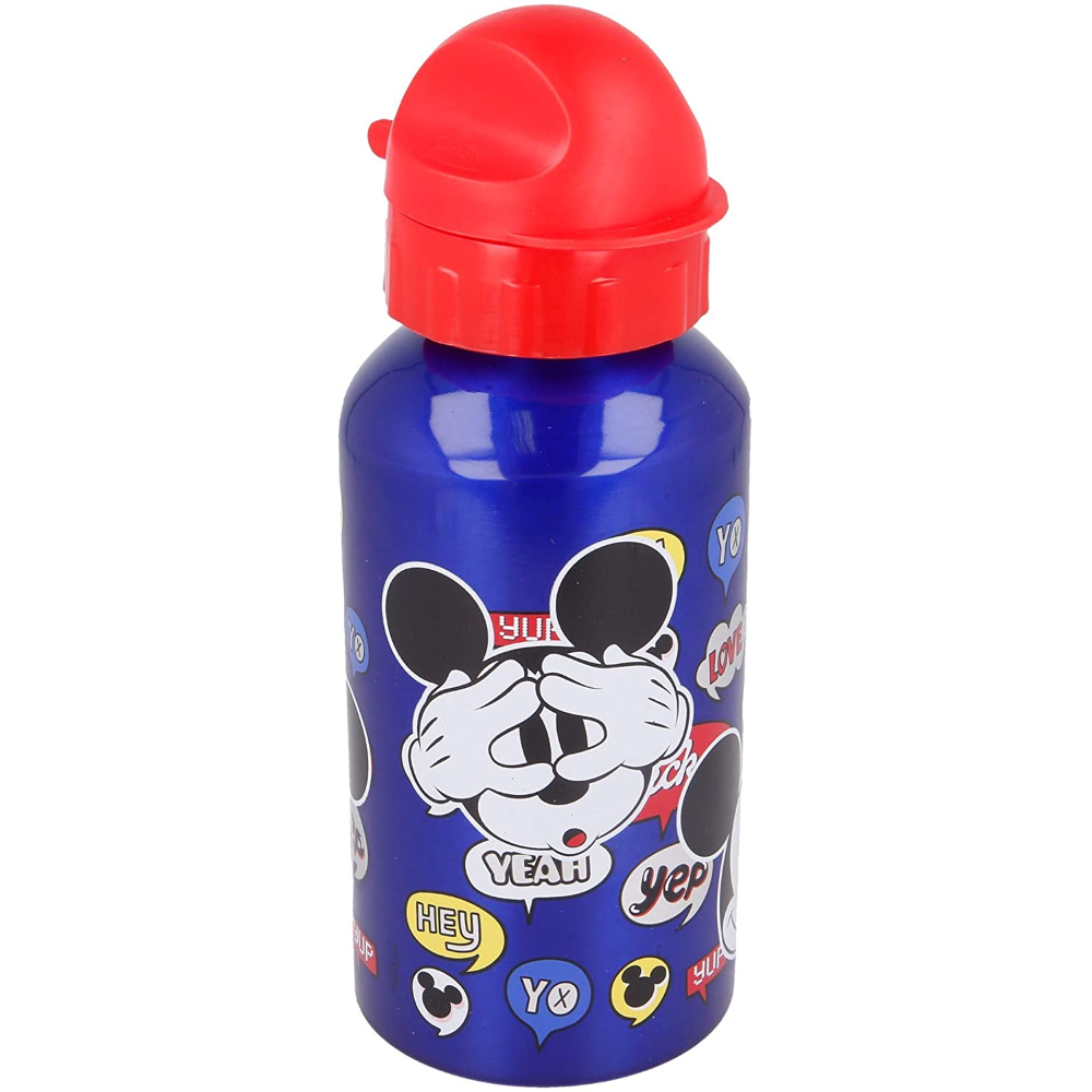 Borraccia in Alluminio Mickey Mouse DISNEY Topolino con Beccuccio e Coperchio 500 Ml - St50139