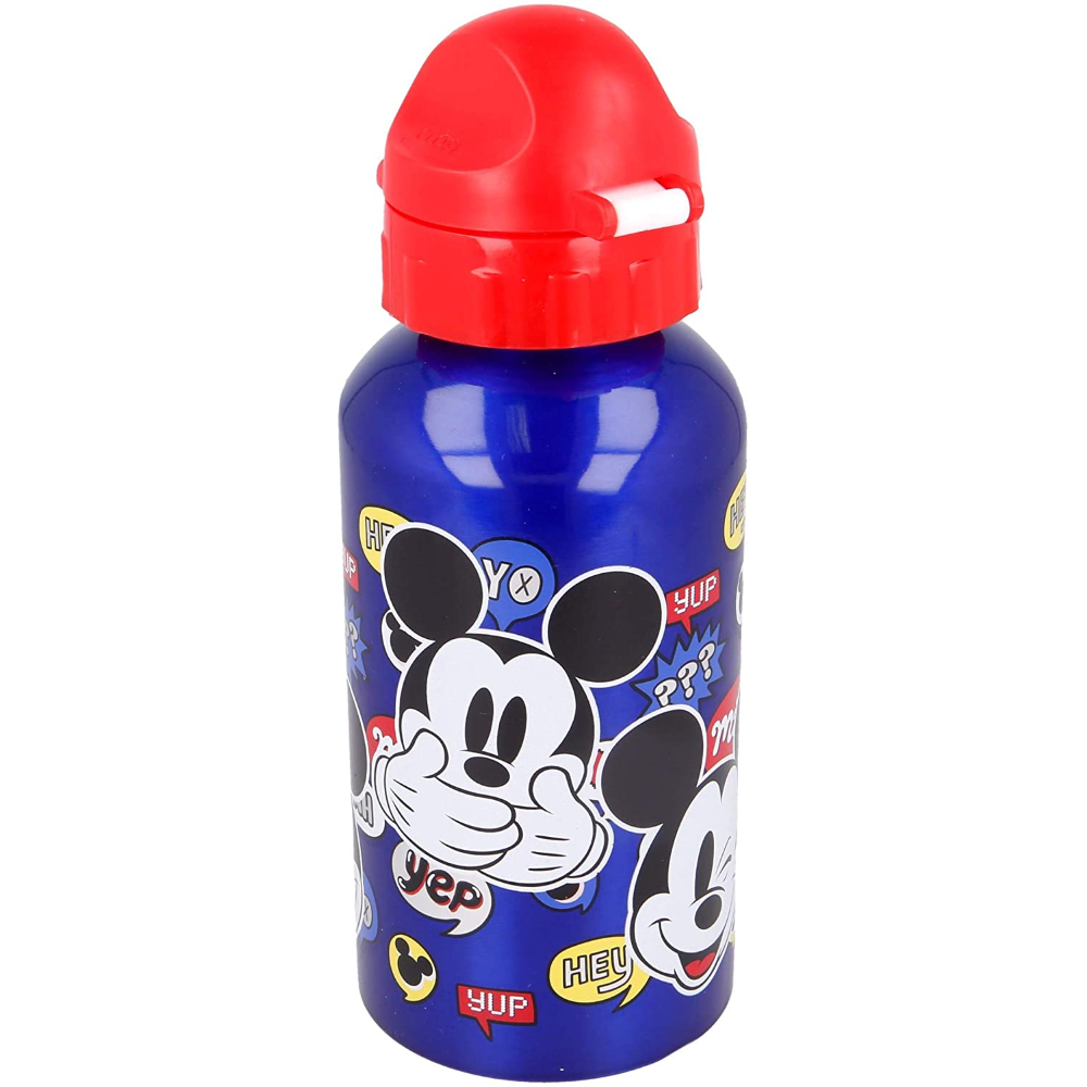 Borraccia in Alluminio Mickey Mouse DISNEY Topolino con Beccuccio e Coperchio 500 Ml - St50139