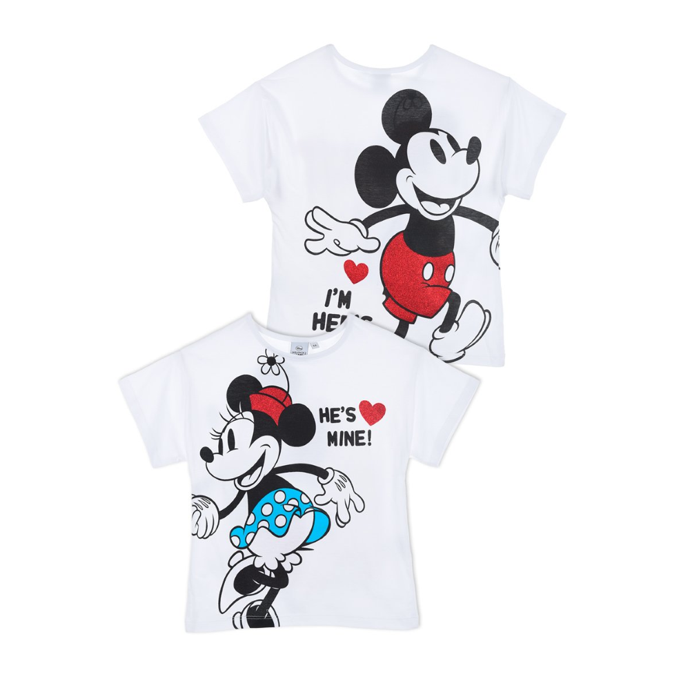T-Shirt M.c. Mickey & Minnie Mouse DISNEY Topolino Maglietta Bambina Sun City 3/8 Anni - Ue1046bianco