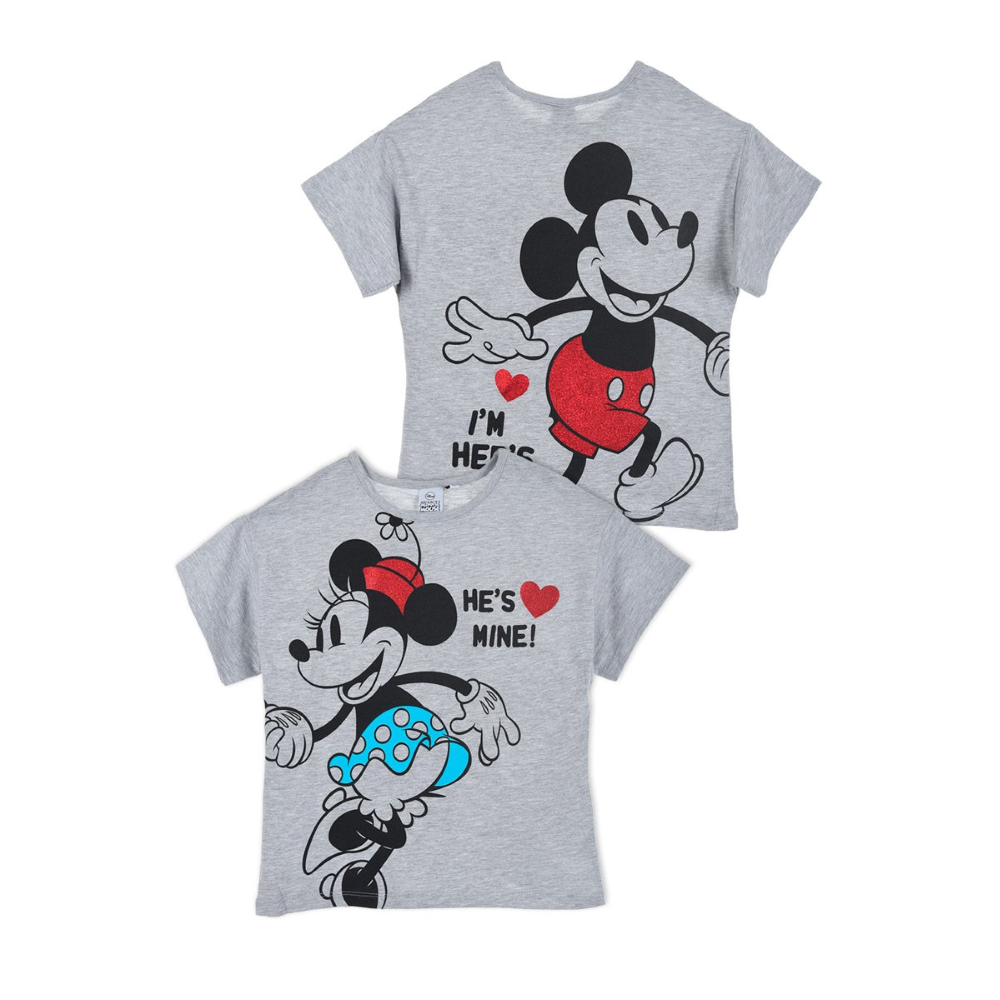 T-Shirt M.c. Mickey & Minnie Mouse DISNEY Topolino Maglietta Bambina Sun City 3/8 Anni - Ue1046grigio