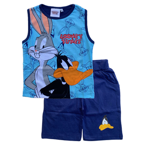 Completo Estivo Looney Tunes Bugs Bunny Duffy Duck Short + Caotta Bambino 3/8 Anni - Loo21-0595