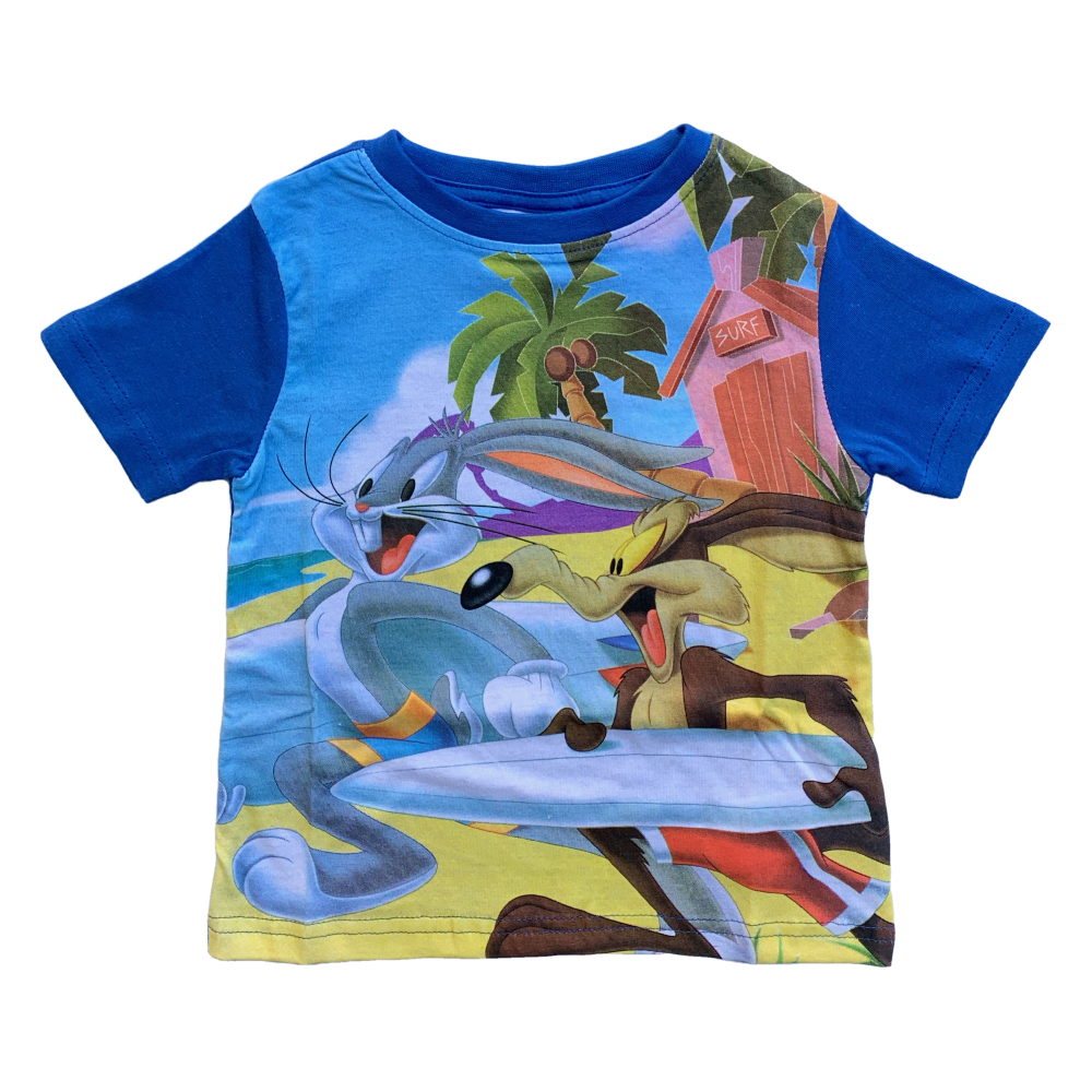 Completo Estivo Looney Tunes Bugs Bunny Willy il Coyote Short + T-Shirt Bambino 3/8 Anni - Loo21-0594