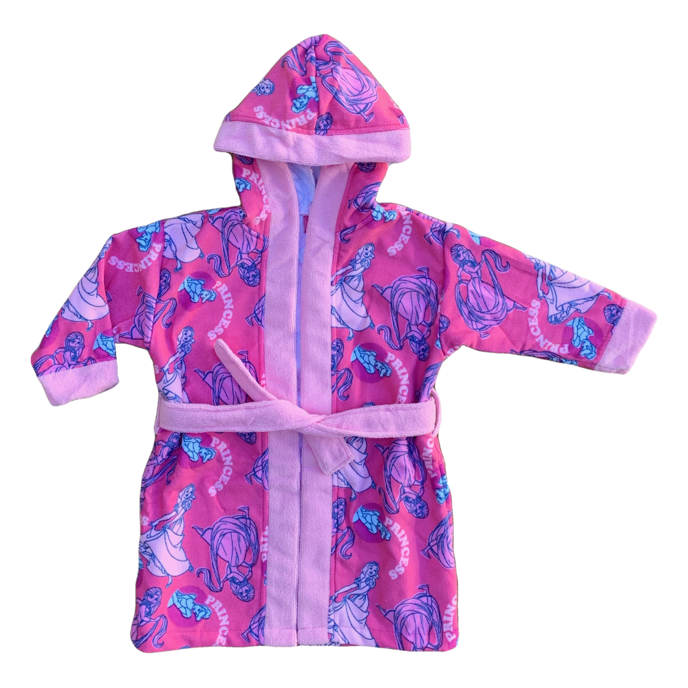 Accappatoio Principesse DISNEY Rapunzel Cenerentola Biancaneve con Cappuccio e Cintura in Microspugna 100% Poliestere Bambina - Pri1848