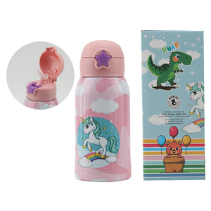 Borraccia Termica con Cannuccia Unicorno 500 Ml in Acciaio Apertura Automatica - Mpbb01unicorno