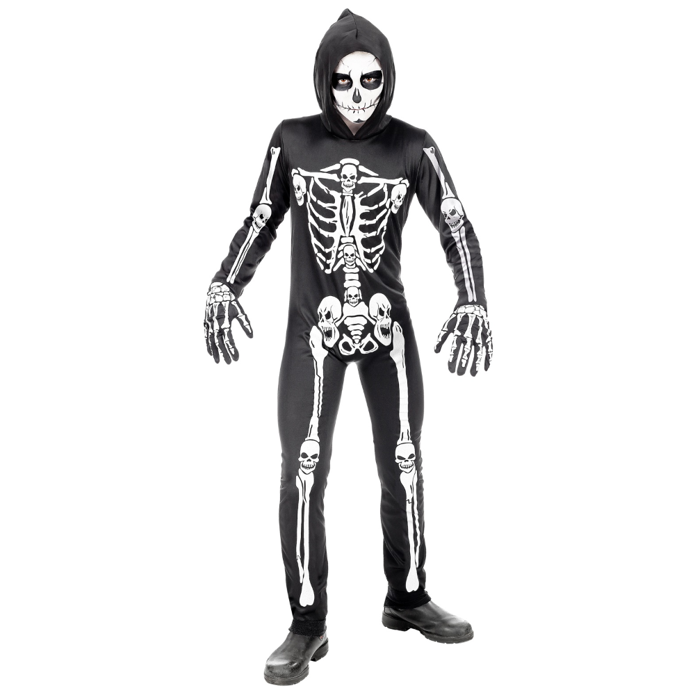 Costume Vestito Abito Travestimento Carnevale Halloween Scheletro Bambino - 0006