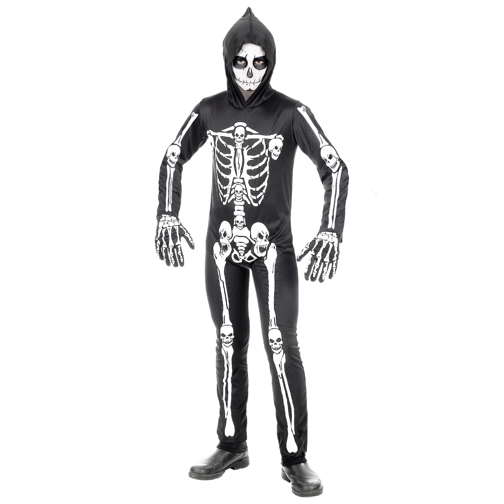 Costume Vestito Abito Travestimento Carnevale Halloween Scheletro Bambino - 0006