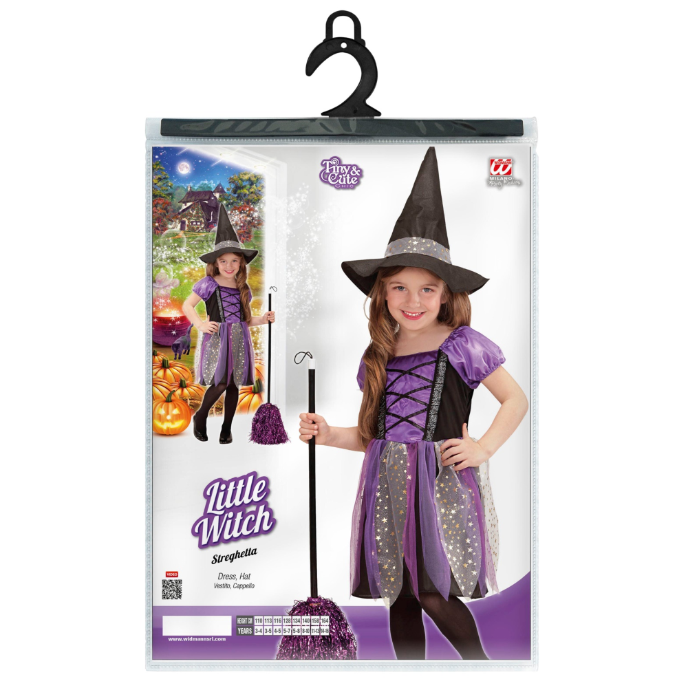 Costume Vestito Abito Travestimento Carnevale Halloween Strega Bambina - 0026