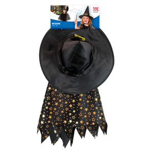 Set Travestimento Strega Cappello Mantello Accessori Carnevale Halloween - 00283