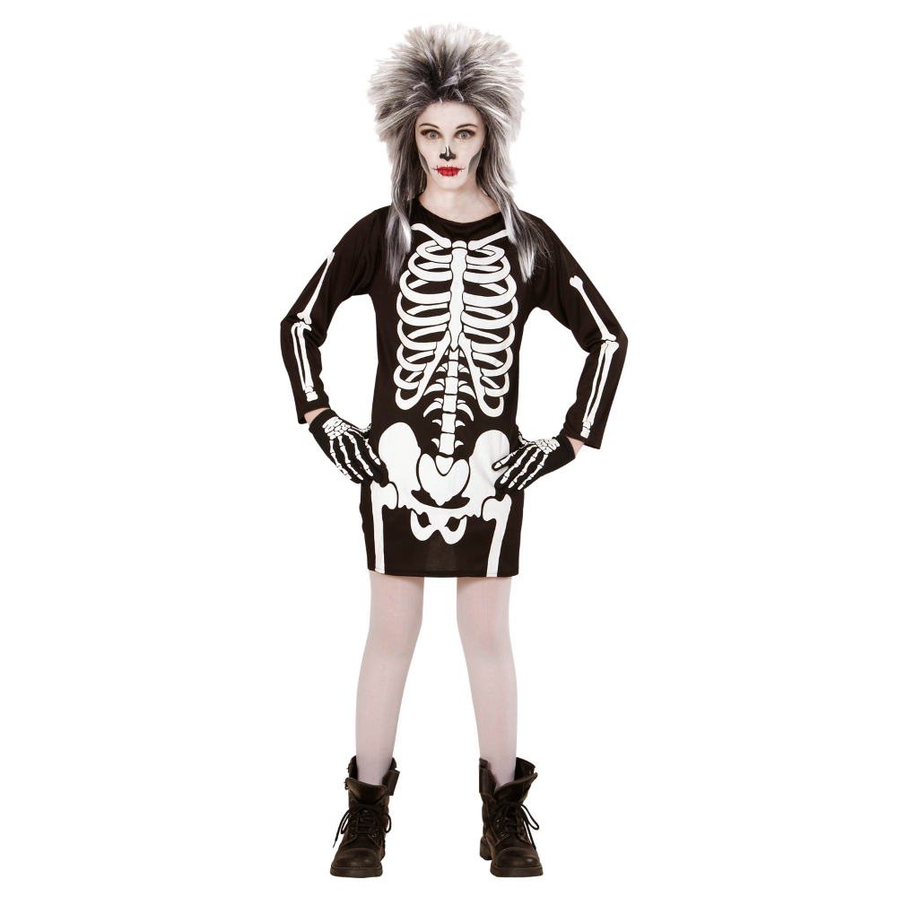 Vestito Carnevale + Accessori Scheletro Vestito Calze Nere da Scheletro 70 Den Travestimento Halloween