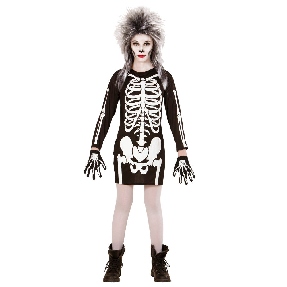 Vestito Carnevale + Accessori Scheletro Vestito Calze Nere da Scheletro 70 Den Travestimento Halloween
