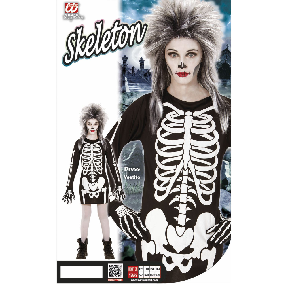 Vestito Carnevale + Accessori Scheletro Vestito Calze Nere da Scheletro 70 Den Travestimento Halloween