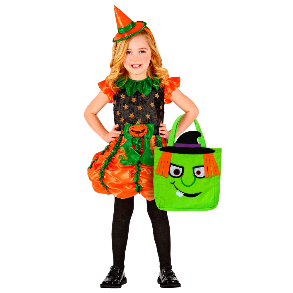 Borsetta Dolcetto O Scherzetto Fluo Accessori Halloween Carnevale Bambina - 00783