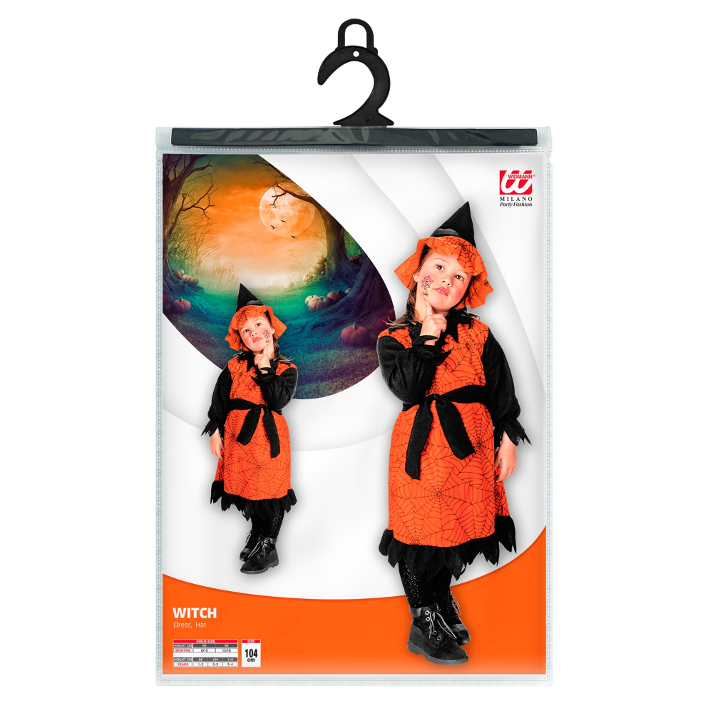 Costume Vestito Abito Travestimento Carnevale Halloween Streghetta Bambina - 3619