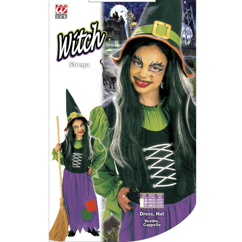 Costume Vestito Abito Travestimento Carnevale Halloween Strega Bambina - 3857