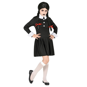 Vestito Carnevale + Accessori Dark Girl Vestito Parrucca Travestimento Halloween