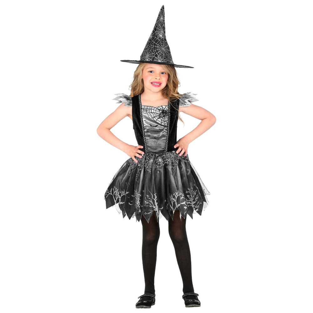 Vestito Carnevale + Accessori Witch Vestito Cappello Scopa Halloween 11/13 Anni - 9736+9835w