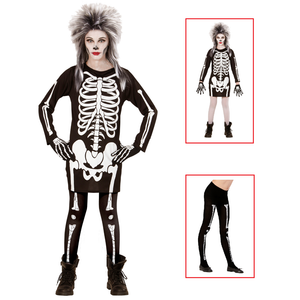 Vestito Carnevale + Accessori Scheletro Vestito Calze Nere da Scheletro 70 Den Travestimento Halloween