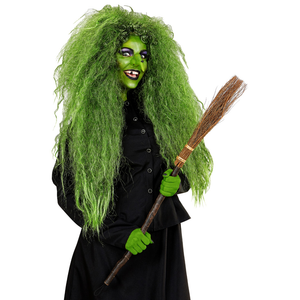 Vestito Carnevale + Accessori Witch Vestito Cappello Scopa 5/7 Anni Halloween Bambina - 9736+9835w