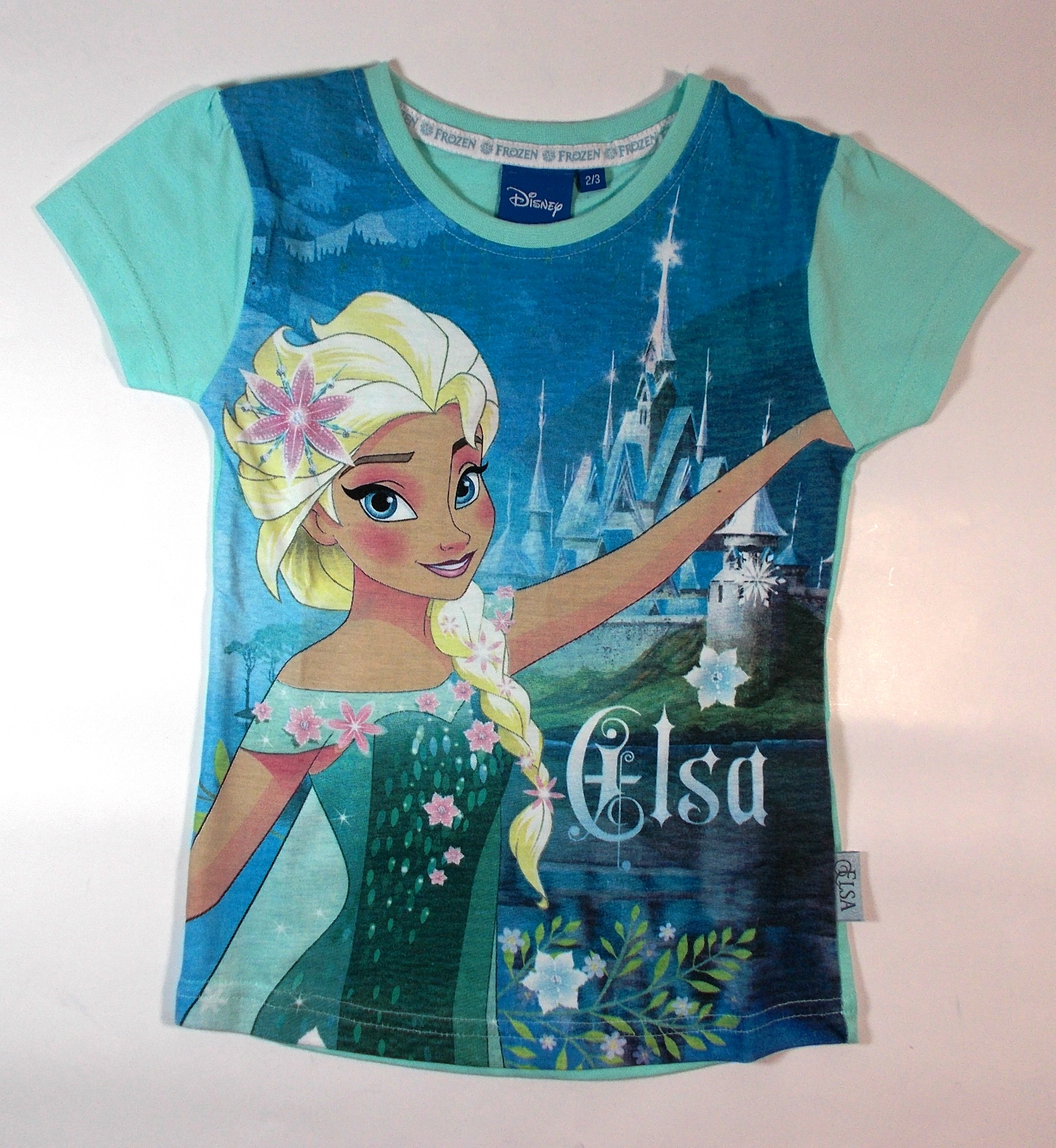 T-Shirt Frozen Elsa e Anna DISNEY 3/7 Anni - Wd26002celeste