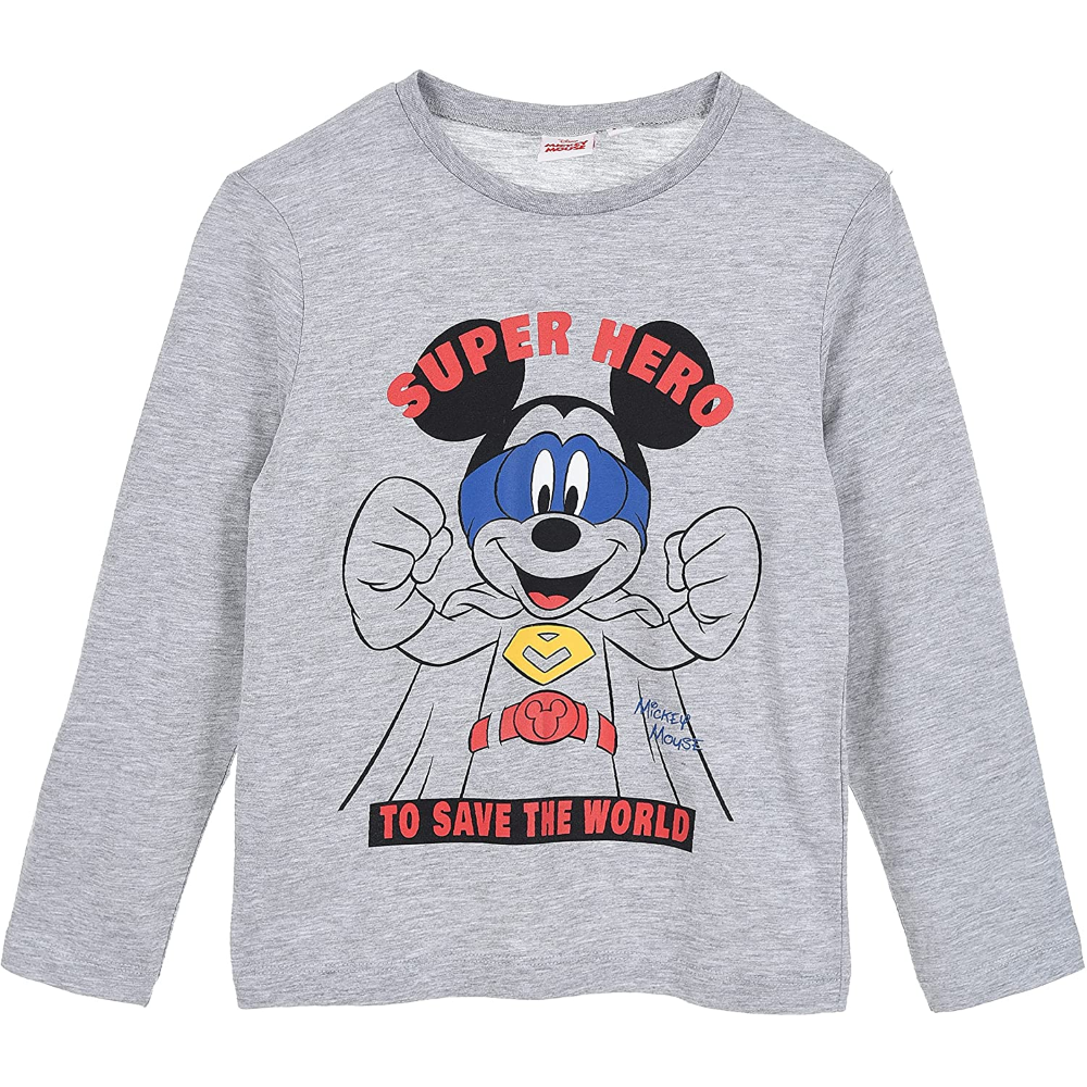 T-Shirt M.l. Mickey Mouse DISNEY Topolino Bambino Ragazzo Sun City - Hu1237grigio