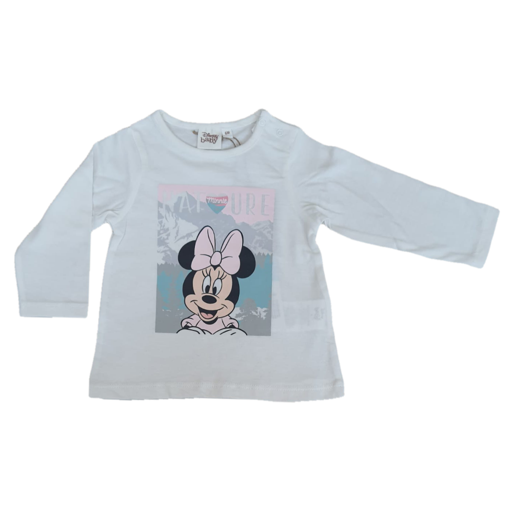 T-Shirt M.l. Minnie Mouse DISNEY Maglietta Neonata Sun City - Hu0048bianco