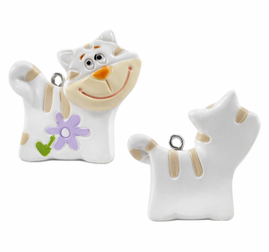 Bomboniera Statuina Ciondolo Animali Gatto Mucca Giraffa Leone in Ceramica Oggetti per Cerimonie Ilary Queen Personalizzanili