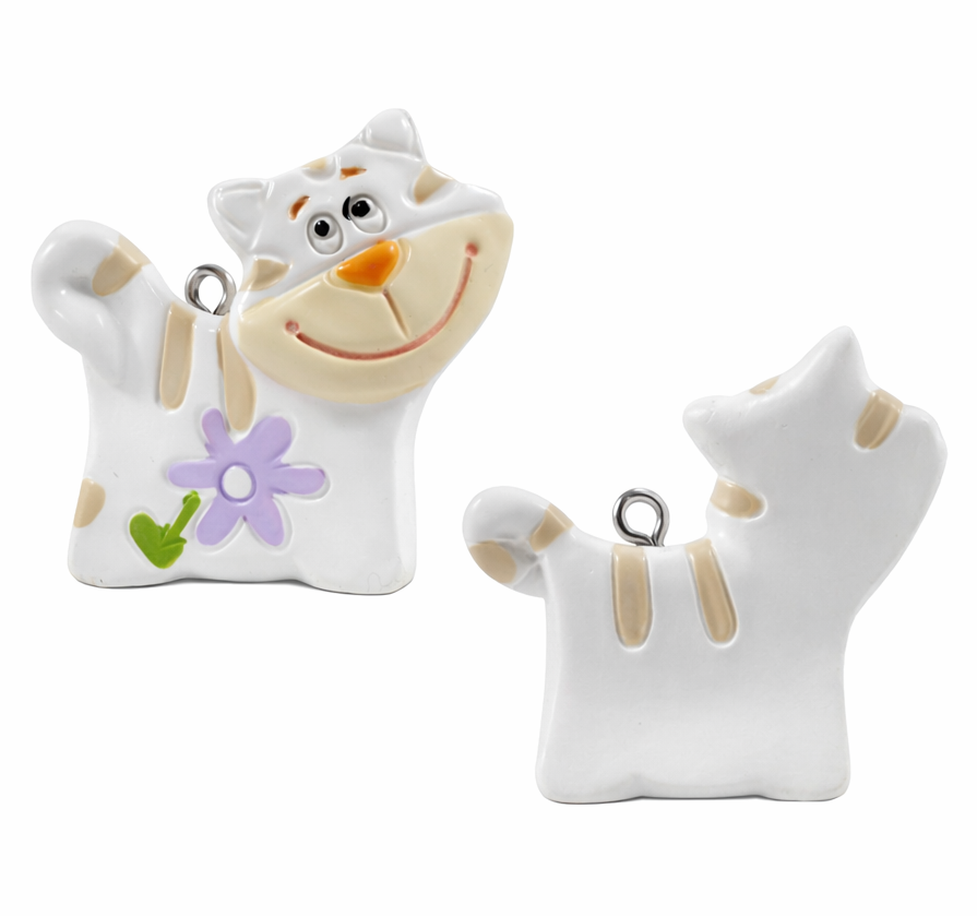 Bomboniera Statuina Ciondolo Animali Gatto Mucca Giraffa Leone in Ceramica Oggetti per Cerimonie Ilary Queen Personalizzanili