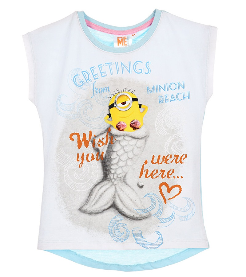 T-Shirt Maglietta Cattivissimo Me Minions Manica Corta Estiva Bambina 3/8 Anni - Ep1603turchese