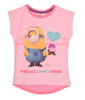 T-Shirt Maglietta Cattivissimo Me Minions Manica Corta Estiva Bambina 3/8 Anni - Ep1603fuxia