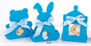 Bomboniere DISNEY Astuccio Portaconfetti Orsetto Coniglietto Biberon Cm13x10x2 Celeste