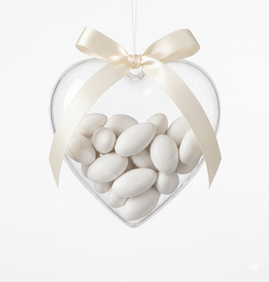 Bomboniere DISNEY Scatolina in Plastica Trasparente a Cuore Cm. 6x6x3.5