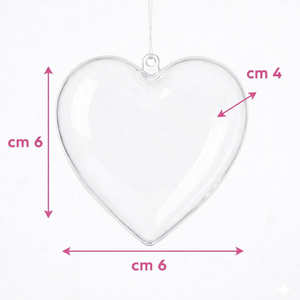 Bomboniere DISNEY Scatolina in Plastica Trasparente a Cuore Cm. 6x6x3.5