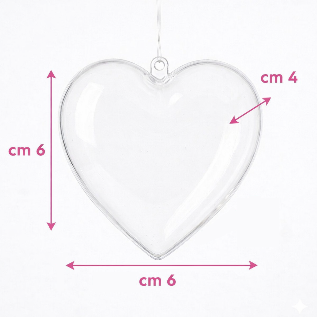 Bomboniere DISNEY Scatolina in Plastica Trasparente a Cuore Cm. 6x6x3.5