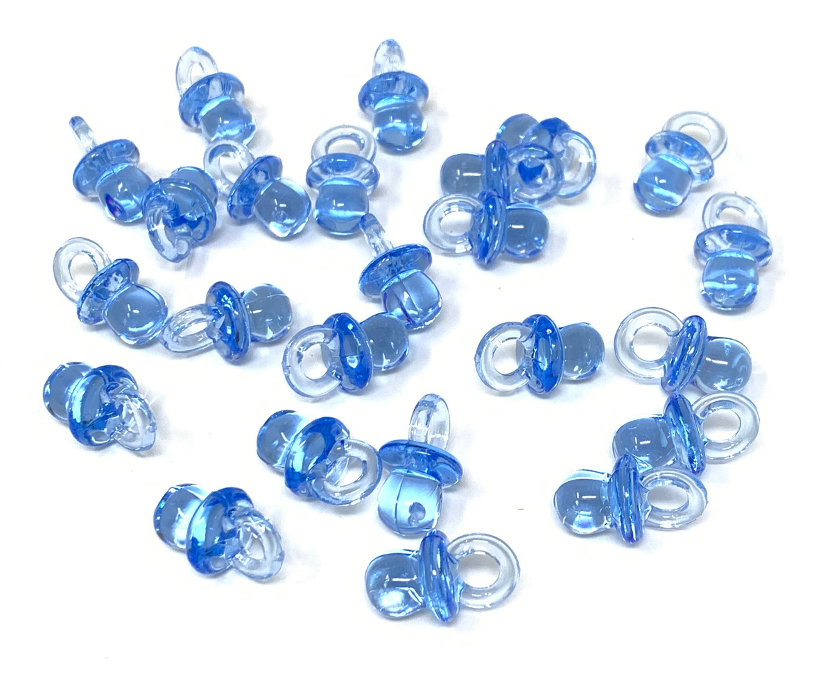 Bomboniera Ciuccio in Plastica Celeste Cm. 2; Conf. da 24 Pezzi Nascita e Battesimo