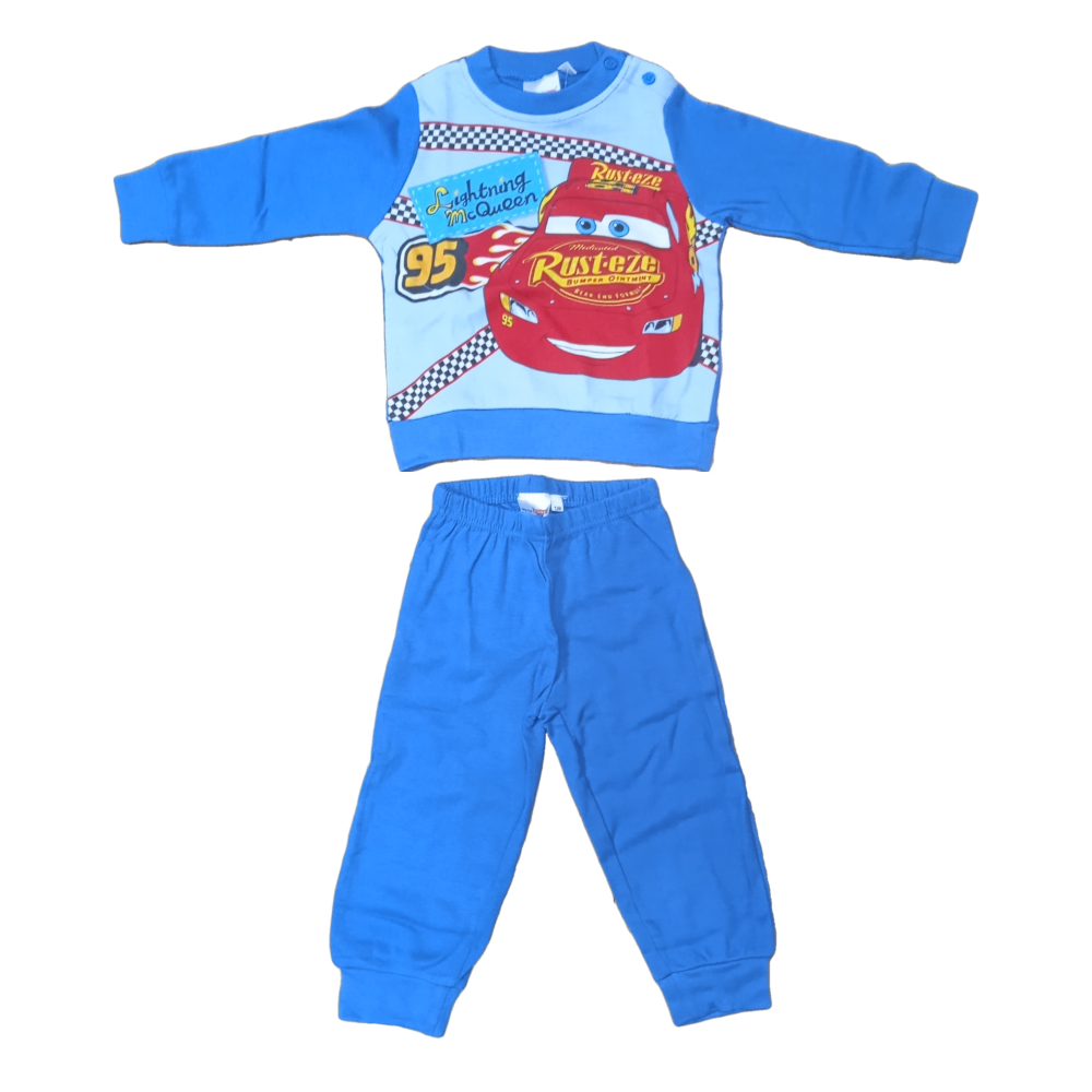 Pigiama Lungo Cars DISNEY Pixar Saetta Mcqueen T-Shirt Pantalone 100% Cotone Interlock - Car0013/b