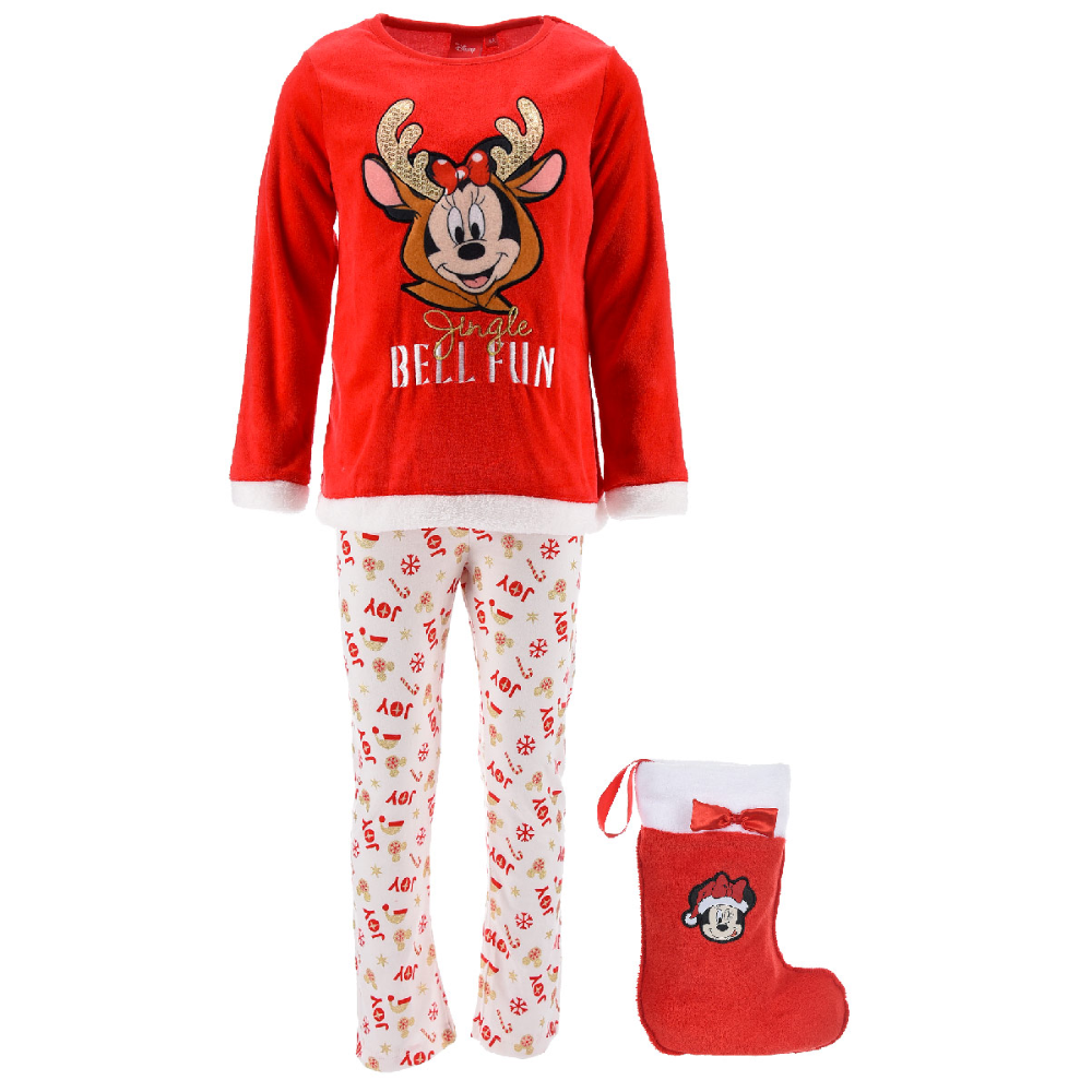 Pigiama Natalizio Minnie Mouse DISNEY + Calza Befana in Confezione - Hu2017rosso