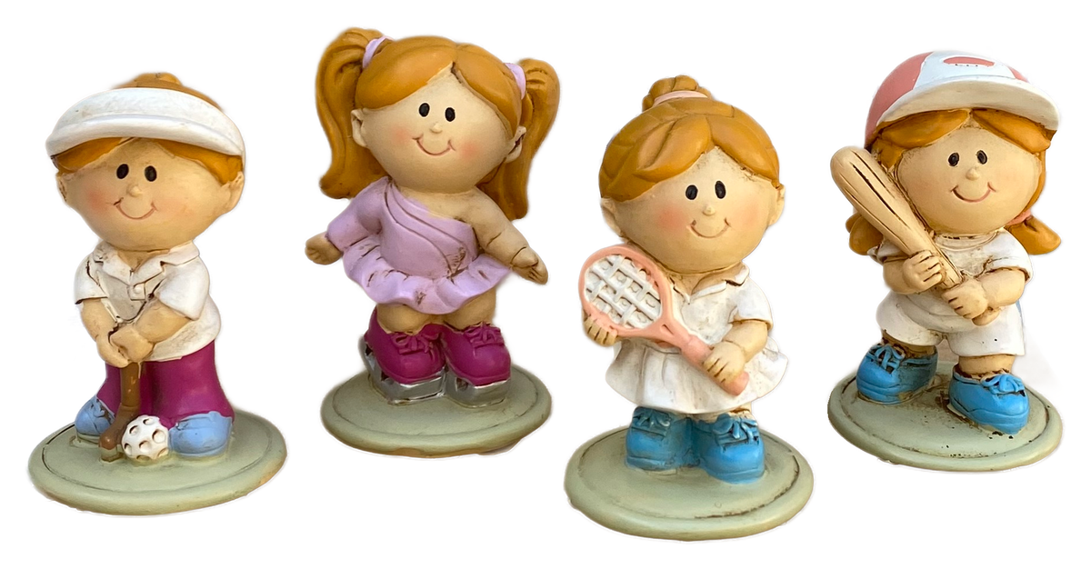 Bomboniera Statuina in Resina Bimba Atleta Baseball Tennis Golf Pattinaggio 6 CM per Cerimonie