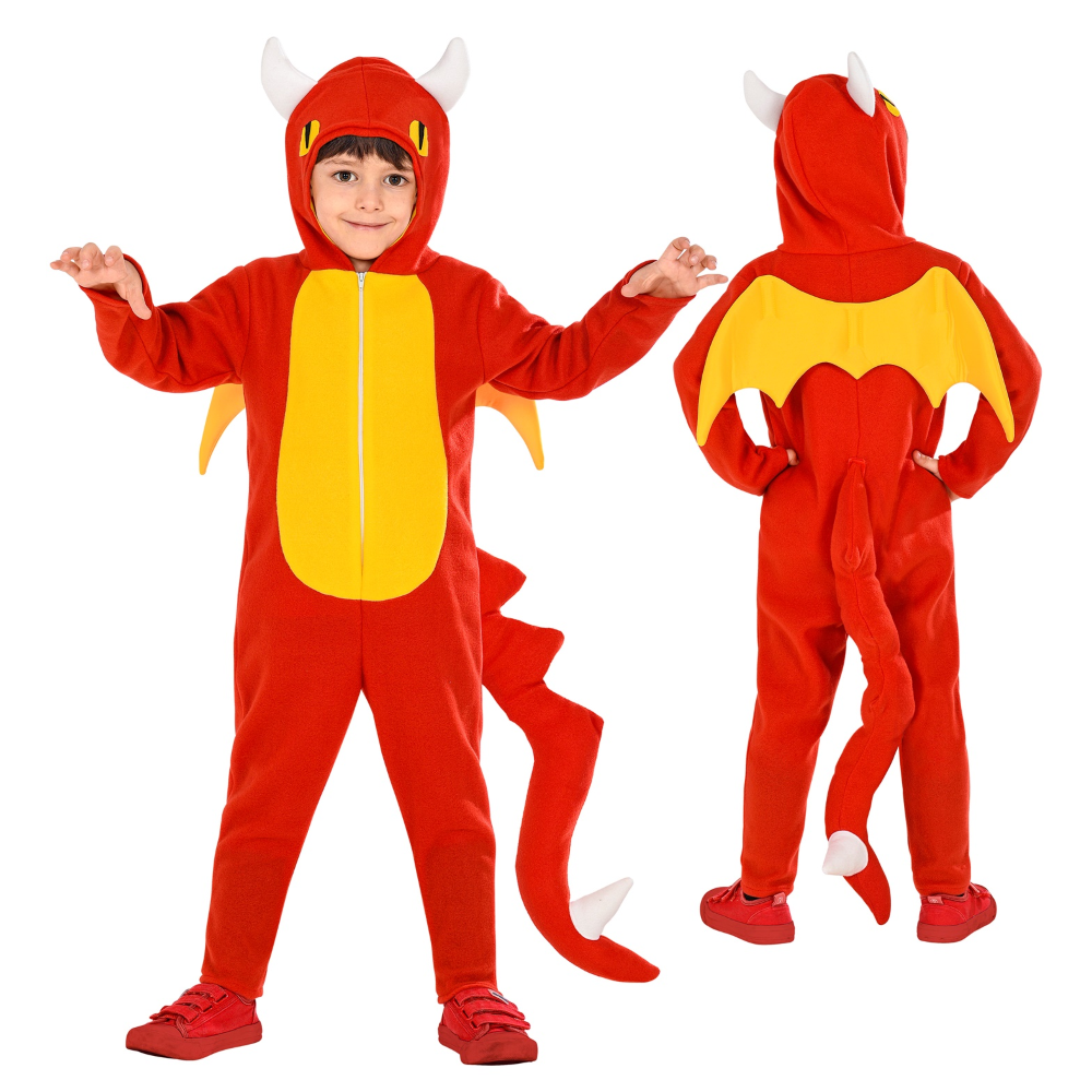 Costume Carnevale Drago Tuta Coda Ali Bambino Abito Travestimento - 0328