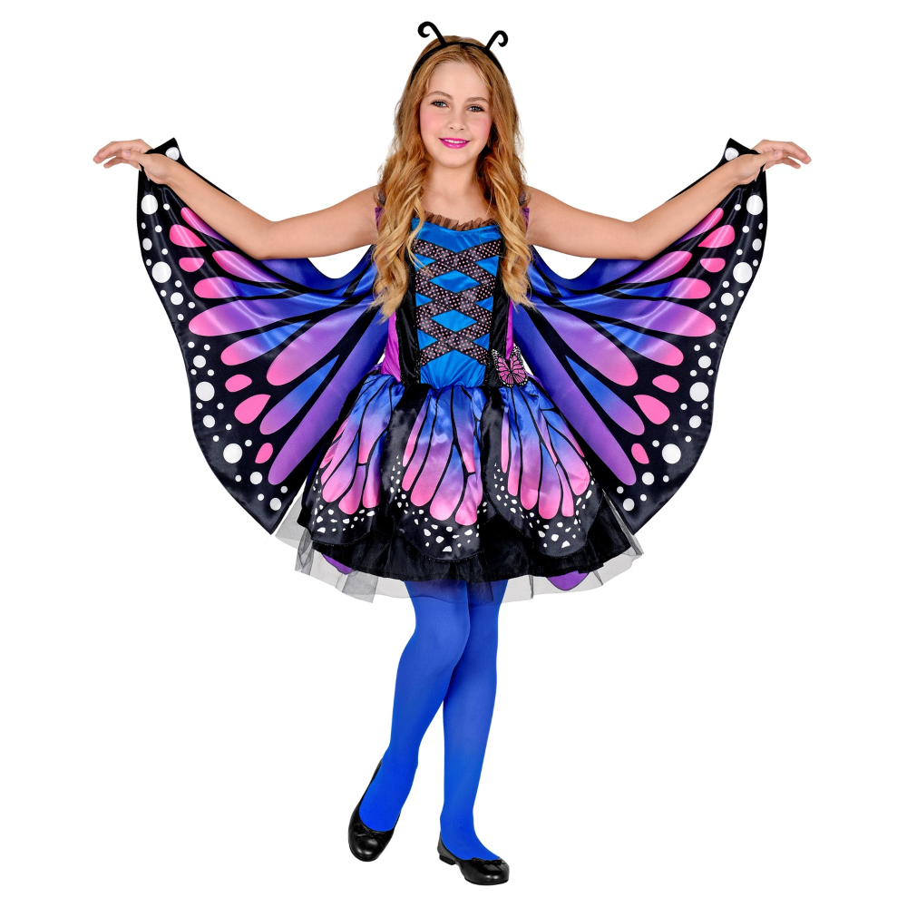 Costume Carnevale Farfalla Vestito Ali Antenne Bambina Abito Travestimento - 0984